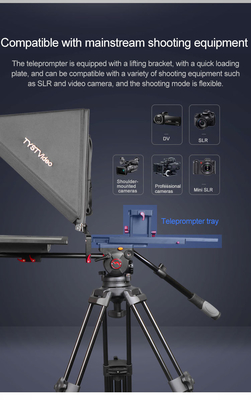 Indoor or Outdoor 24 inch Studio Laptop Teleprompter with Caster Tripod and Tempered Glass