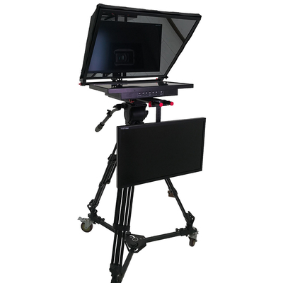 TS-T110/22D Dual Screen Teleprompter with Studio Software and On-Camera Caster Tripod