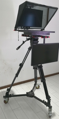 TS-T110/22D Dual Screen Teleprompter with Studio Software and On-Camera Caster Tripod